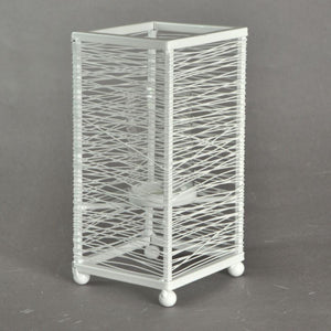 Portacandele metallo bianco piccolo cm 11x11h23