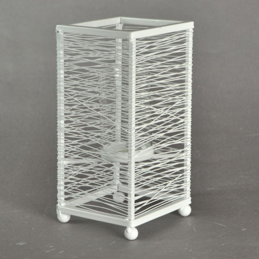 Portacandele metallo bianco piccolo cm 11x11h23