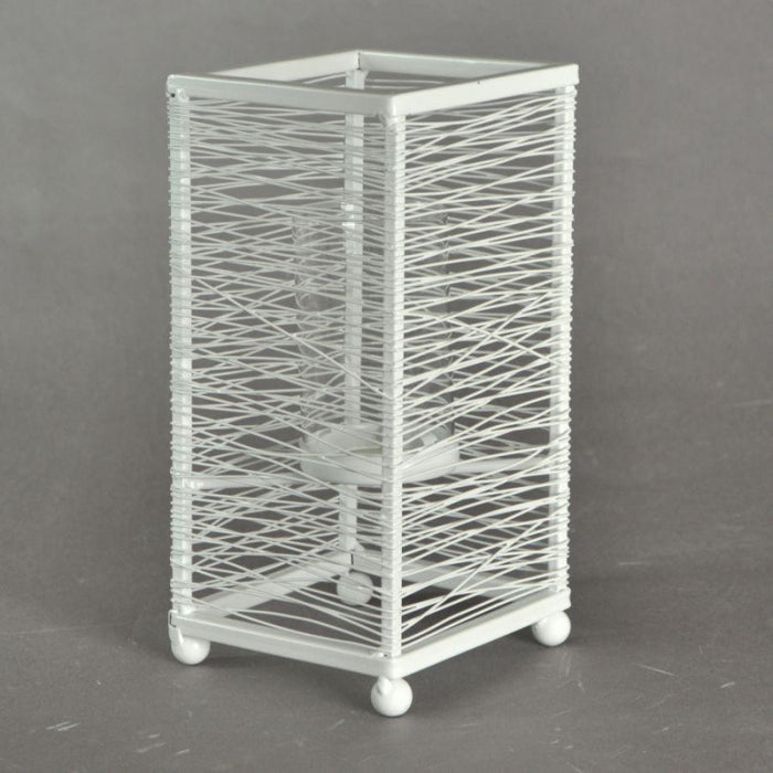 Portacandele metallo bianco piccolo cm 11x11h23