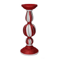 Portacandele resina bianco e rosso cm ø15h38
