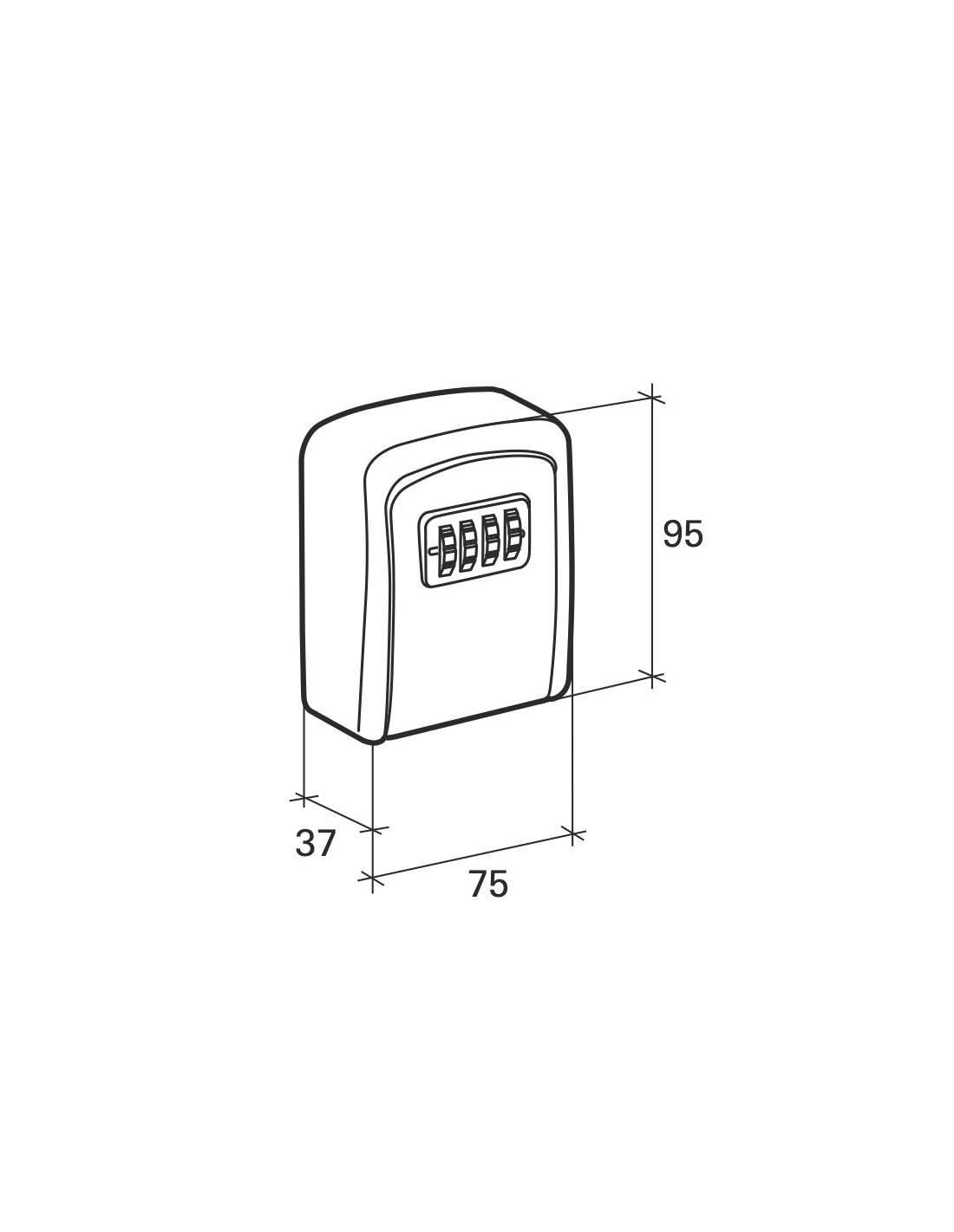 Cassetta portachiavi keybox, 37x75mm, a muro, nero e grigio, combinazione a 4 cifre, per chiavi portone B&B - THIRARD