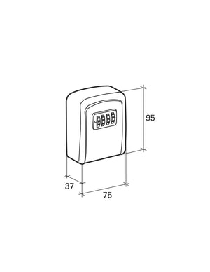 Cassetta portachiavi keybox, 37x75mm, a muro, nero e grigio, combinazione a 4 cifre, per chiavi portone B&B - THIRARD