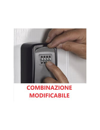 Cassetta portachiavi keybox, 37x75mm, a muro, nero e grigio, combinazione a 4 cifre, per chiavi portone B&B - THIRARD