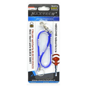 Portachiavi Block Shaft Auto Corda Silicone Antifurto Bloccasterzo Fi-lb001 Blu         