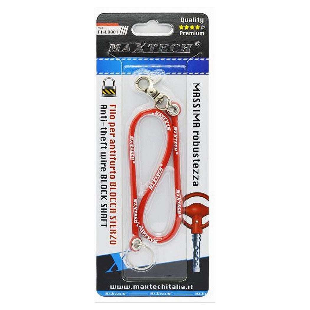 Portachiavi Block Shaft Auto Corda Silicone Antifurto Bloccasterzo Filb001 Rosso         