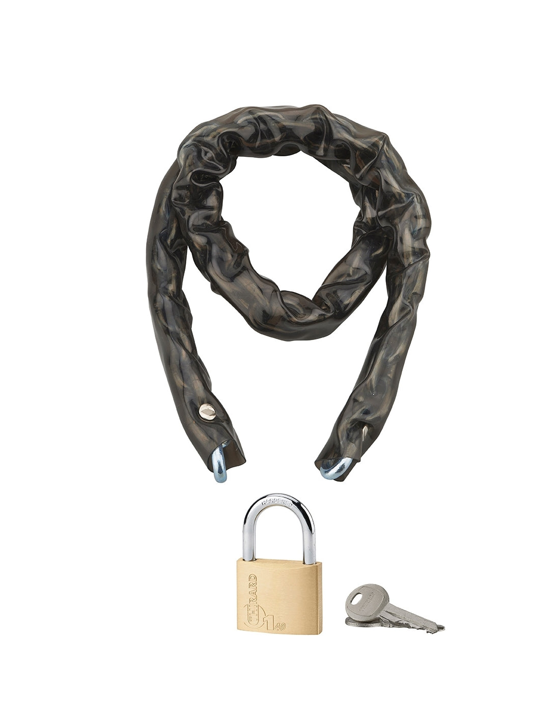 Antifurto lucchetto e catena acciaio rivestita in PVC Loops, bici, grate, cancelli, 6mm, 0.9m, arco 40mm, 2 chiavi - THIRARD