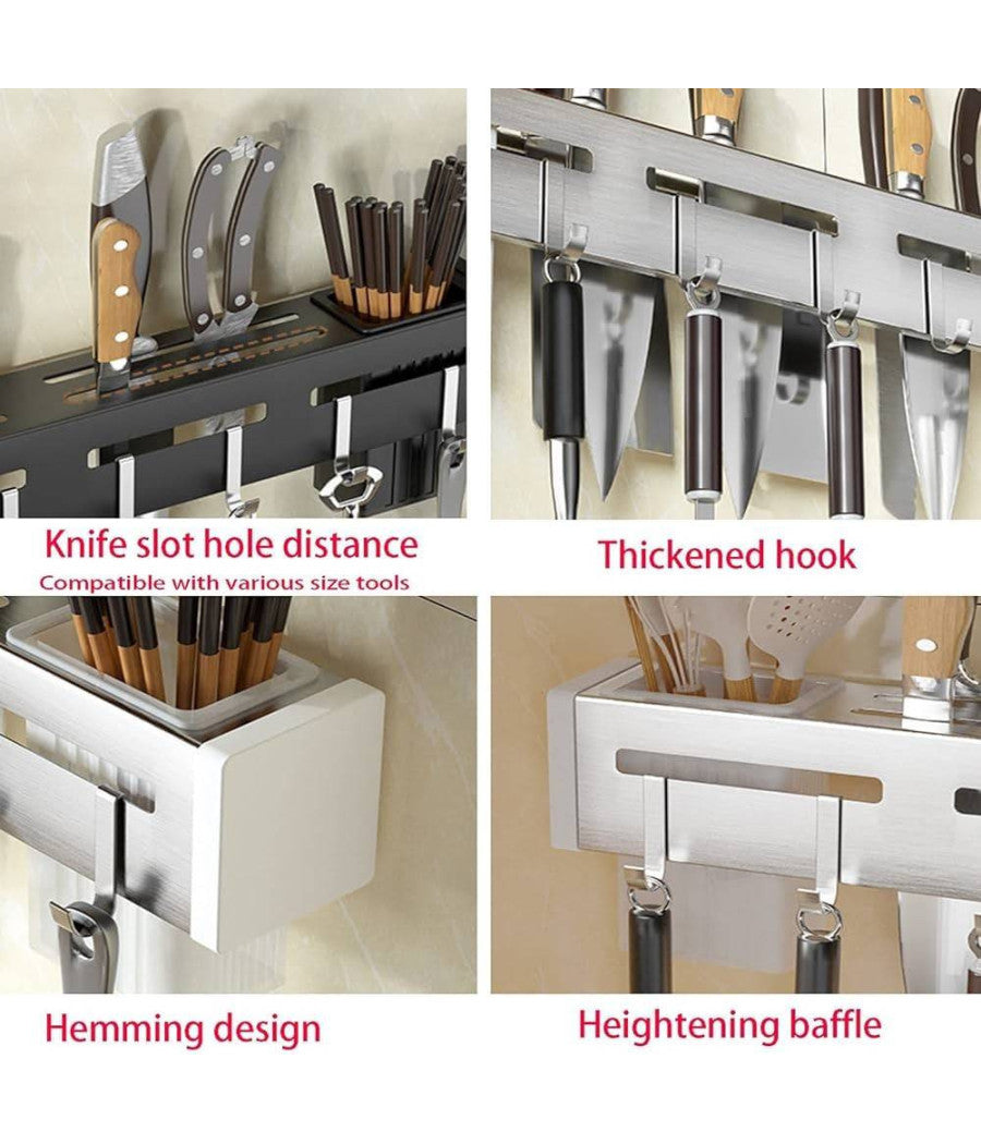 Portacoltelli Da Parete Multifunzione Portautensili Oggetti Da Cucina Organizer         