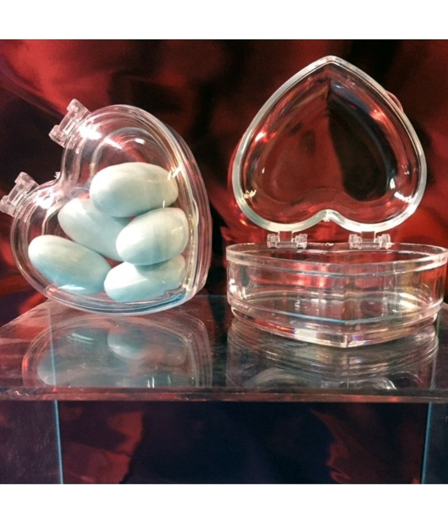 Portaconfetti Bomboniere Scatola Cuore 6x6.5cm In Plexiglass Matrimoni Battesimo         