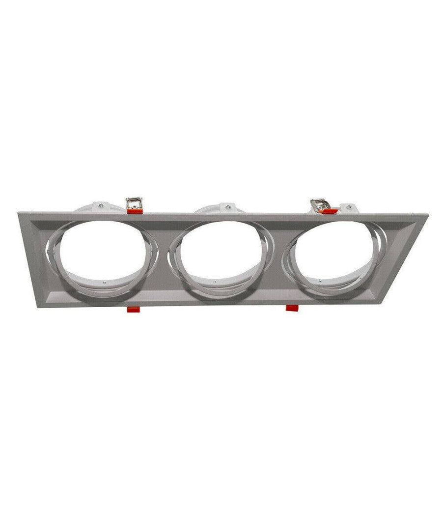 Portafaretti Incasso Triplo Per Faretto Ar111 Rettangolare Orientabile P-ar111-3  Bianco       