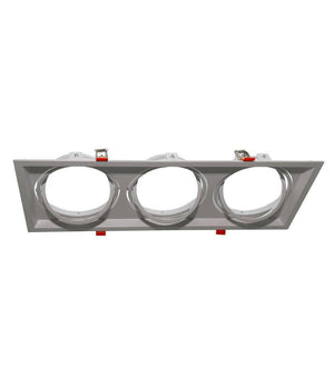 Portafaretti Incasso Triplo Per Faretto Ar111 Rettangolare Orientabile P-ar111-3  Bianco       