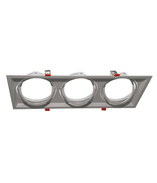 Portafaretti Incasso Triplo Per Faretto Ar111 Rettangolare Orientabile P-ar111-3  Bianco       