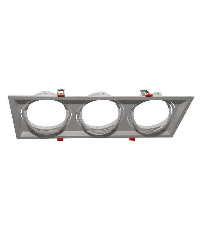 Portafaretti Incasso Triplo Per Faretto Ar111 Rettangolare Orientabile P-ar111-3  Bianco       