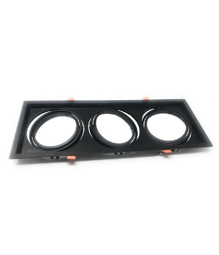 Portafaretti Incasso Triplo Per Faretto Ar111 Rettangolare Orientabile P-ar111-3  Nero       