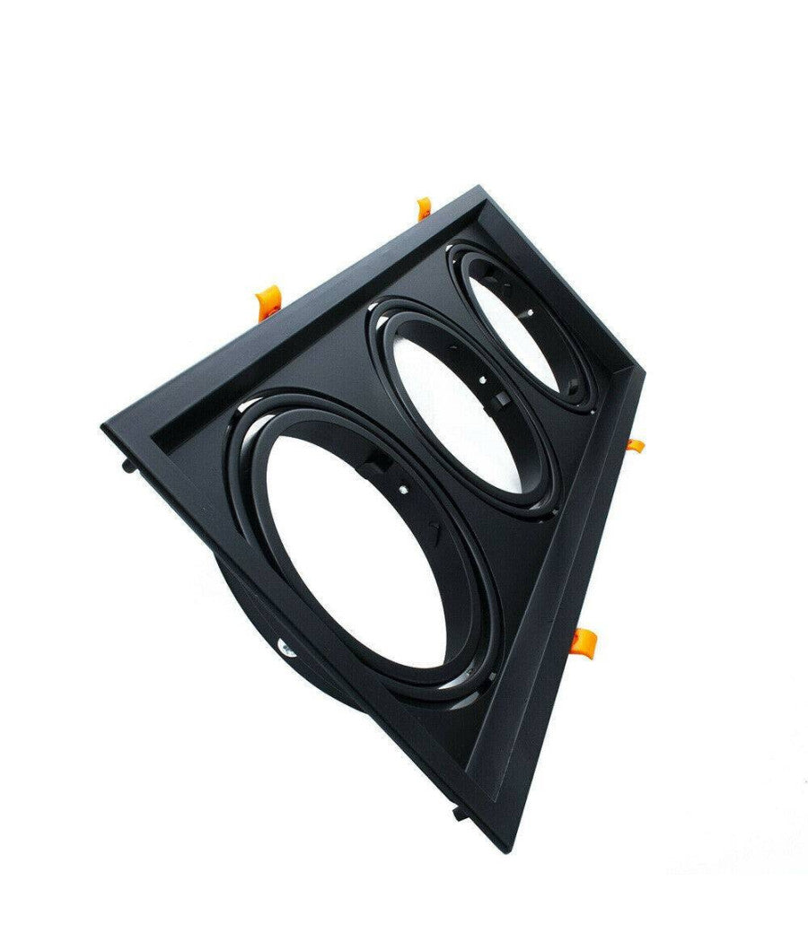 Portafaretti Incasso Triplo Per Faretto Ar111 Rettangolare Orientabile P-ar111-3  Nero       