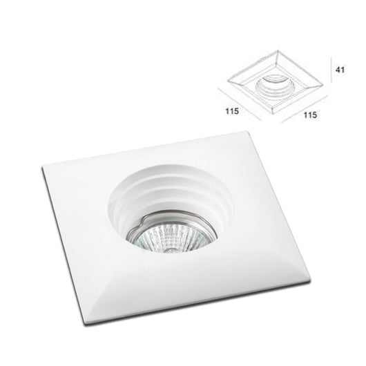 *STOCK* Portafaretto In Gesso Ceramico ad incasso 115x115x41mm foro tondo 35W GU10 IP20
