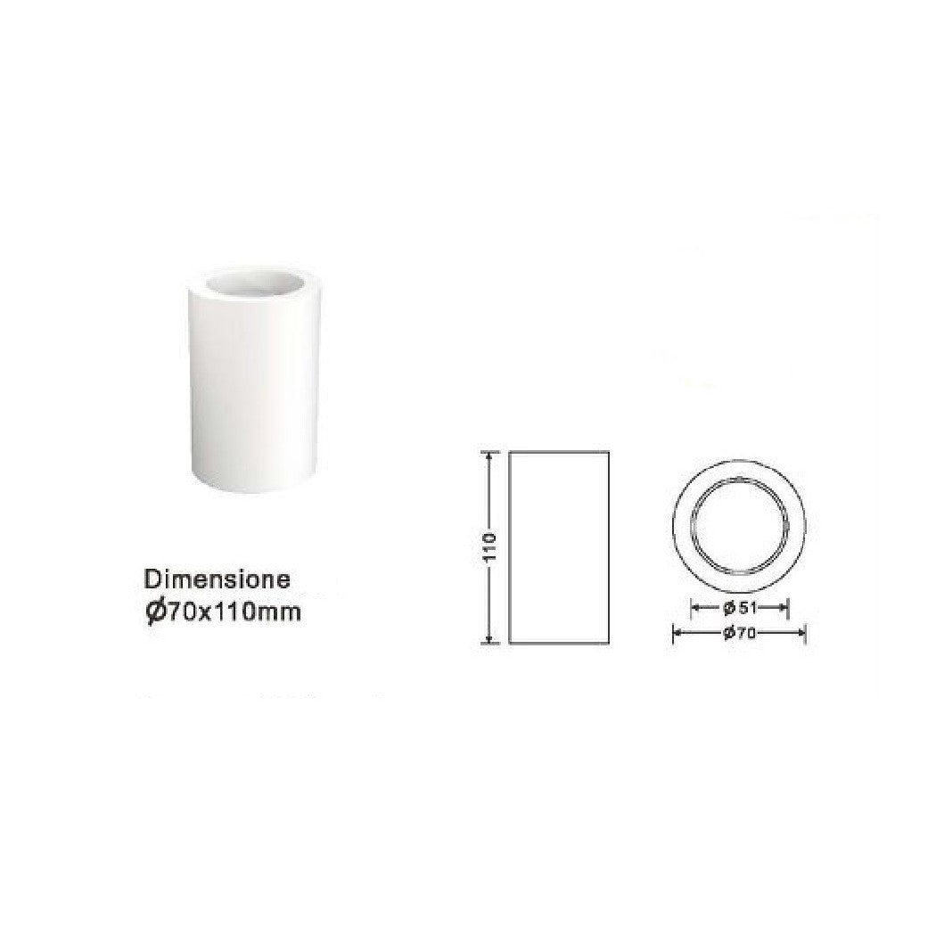 Trade Shop - Portafaretto A Cilindro Gesso Soffitto Verniciabile Supporto Faretti Gu10 Gs-c11 -