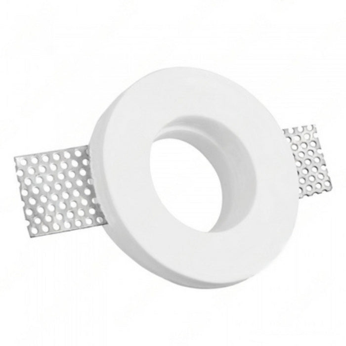 Portafaretto ad incasso rotondo bianco in gesso ø100x30 mm per GU10 e GU5.3 a led