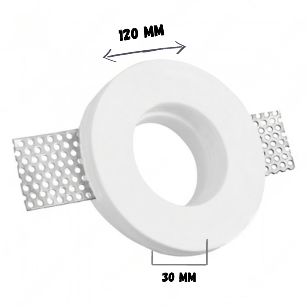 Portafaretto ad incasso rotondo bianco in gesso ø100x30 mm per GU10 e GU5.3 a led