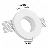 Portafaretto ad incasso rotondo bianco in gesso ø100x30 mm per GU10 e GU5.3 a led