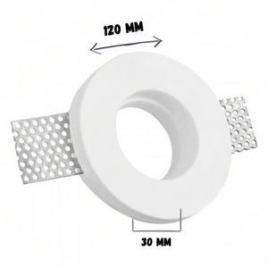 Portafaretto ad incasso rotondo bianco in gesso ø100x30 mm per GU10 e GU5.3 a led
