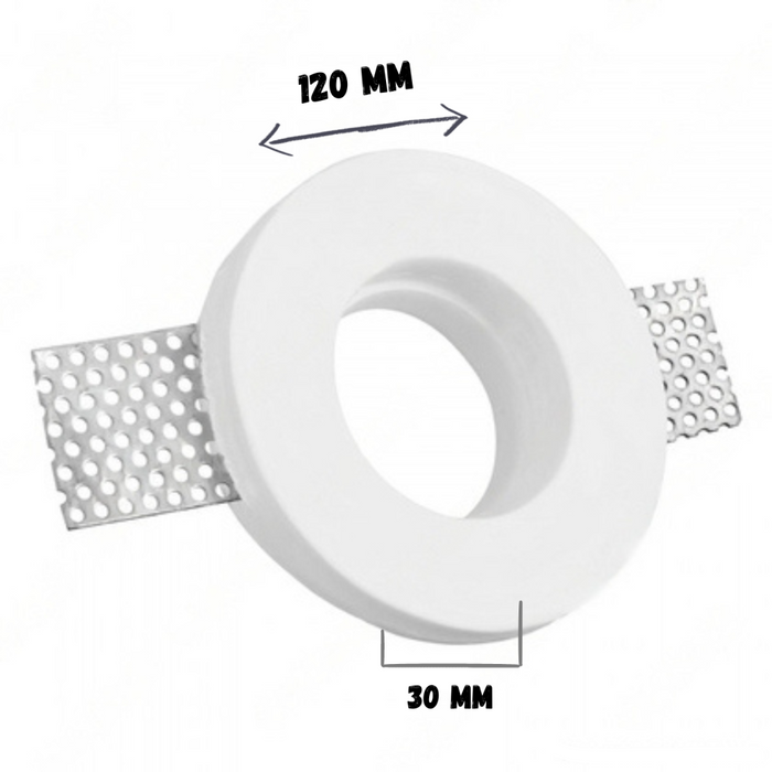 Portafaretto ad incasso rotondo bianco in gesso ø100x30 mm per GU10 e GU5.3 a led