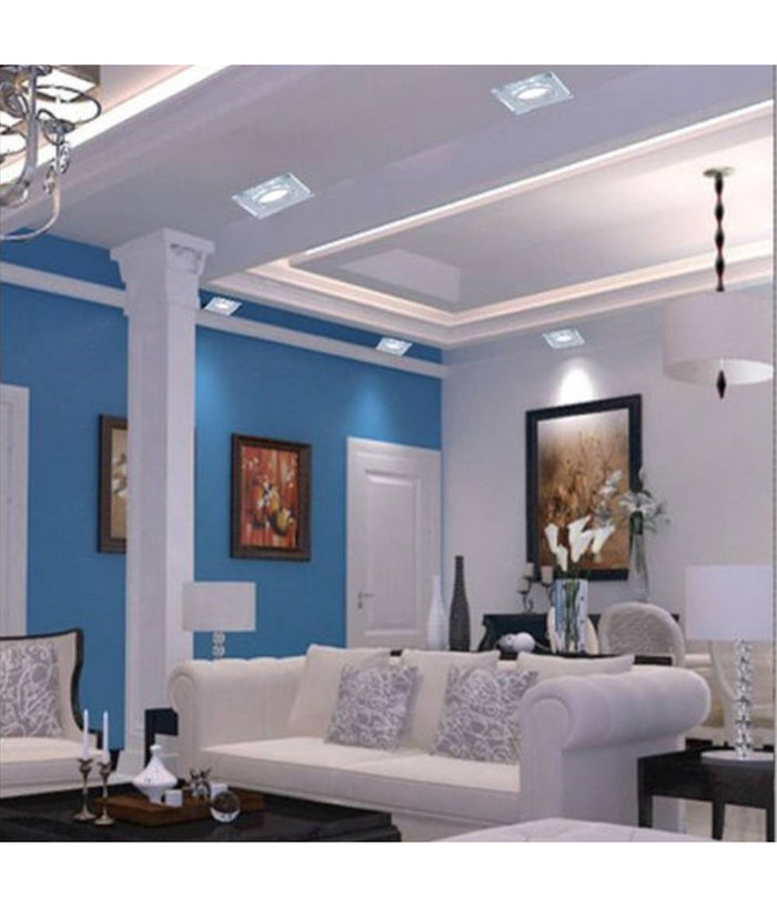 Portafaretto Da Incasso Quadrato In Vetro Effetto Specchio Foro 60mm Argento P18         