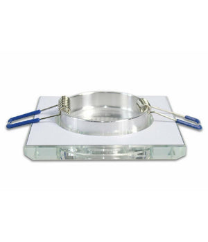 Portafaretto Da Incasso Quadrato In Vetro Effetto Specchio Foro 60mm Argento P18         