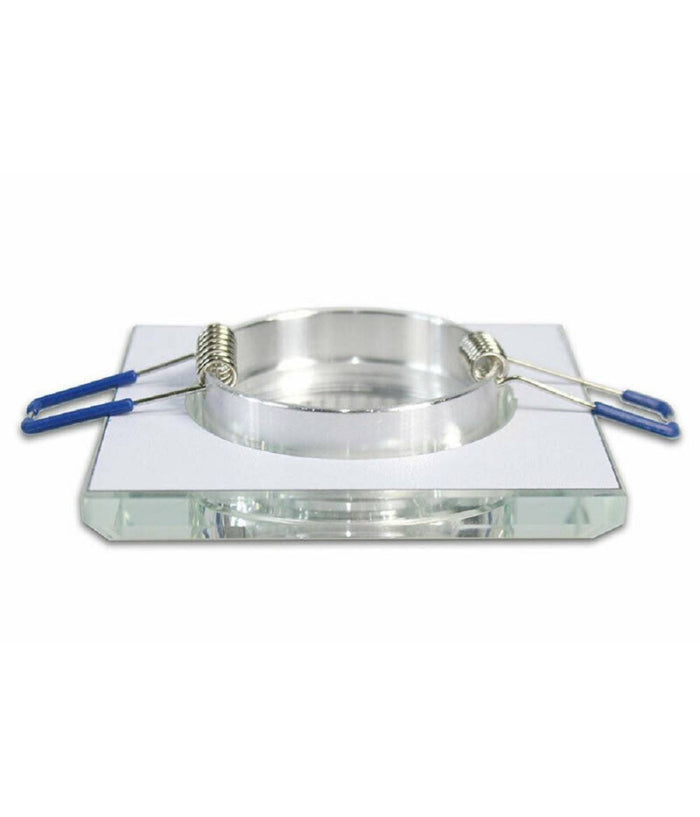 Portafaretto Da Incasso Quadrato In Vetro Effetto Specchio Foro 60mm Argento P18         