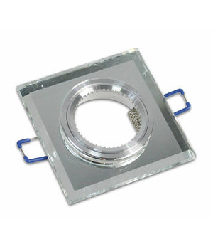 Portafaretto Da Incasso Quadrato In Vetro Effetto Specchio Foro 60mm Argento P18         