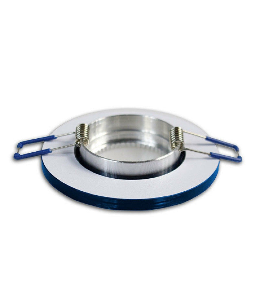 Trade Shop - Portafaretto Da Incasso Tondo Vetro Effetto Specchio Supporto Controsoffitto P19 - Blu