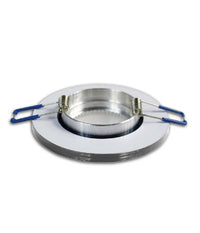 Portafaretto Da Incasso Tondo Vetro Effetto Specchio Supporto Controsoffitto P19  Argento       