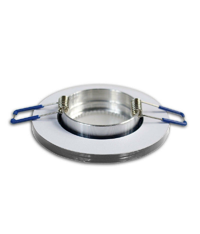 Portafaretto Da Incasso Tondo Vetro Effetto Specchio Supporto Controsoffitto P19  Argento       