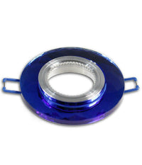 Trade Shop - Portafaretto Da Incasso Tondo Vetro Effetto Specchio Supporto Controsoffitto P19 - Blu