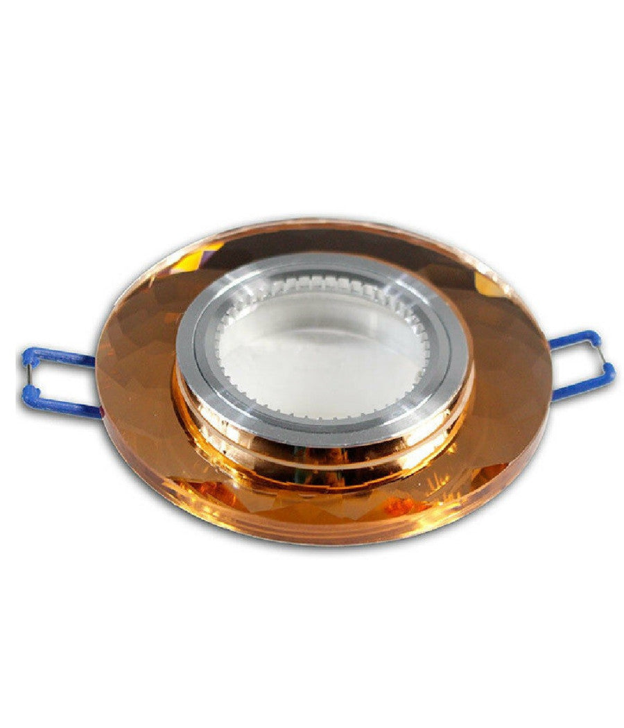 Portafaretto Da Incasso Tondo Vetro Effetto Specchio Supporto Controsoffitto P19         