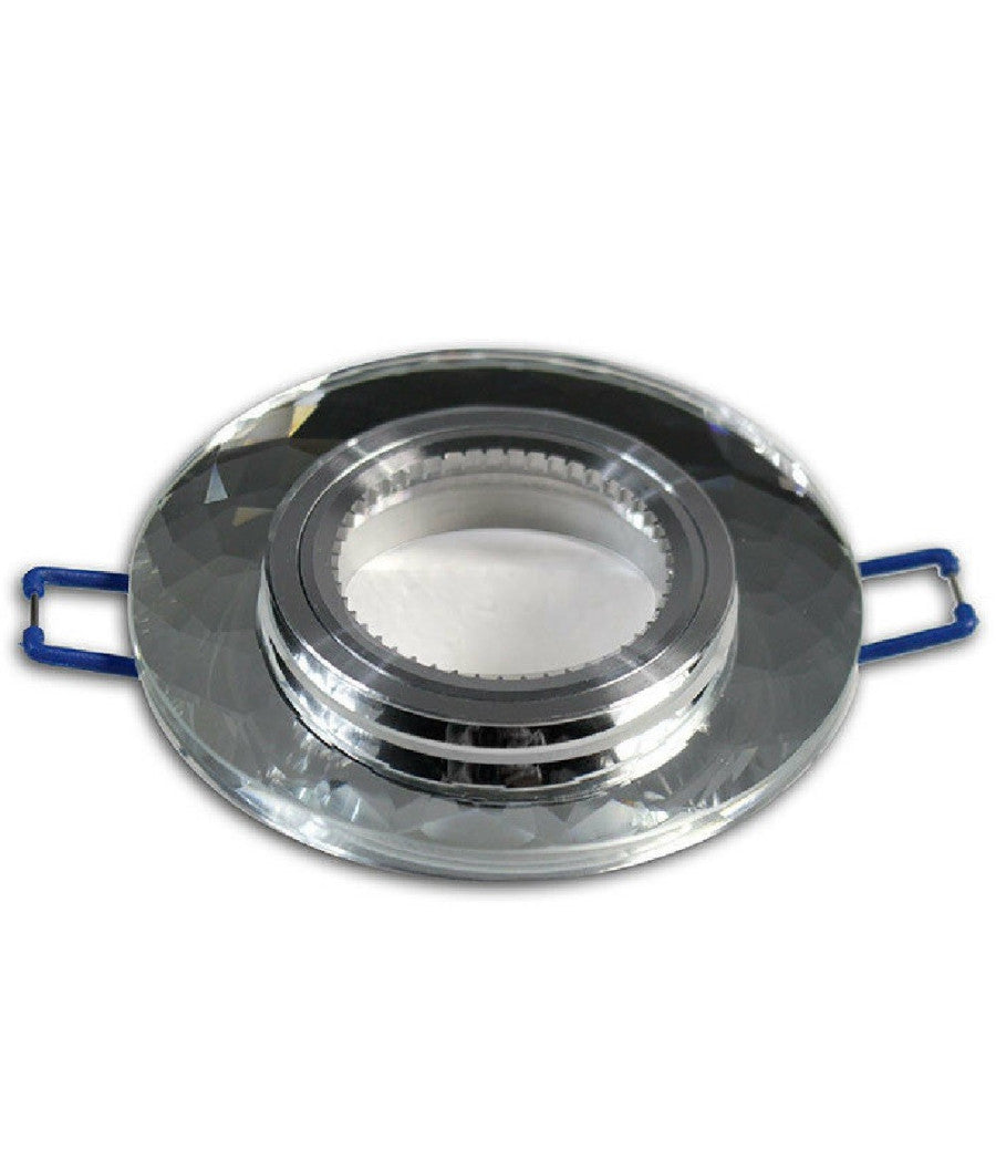 Portafaretto Da Incasso Tondo Vetro Effetto Specchio Supporto Controsoffitto P19         