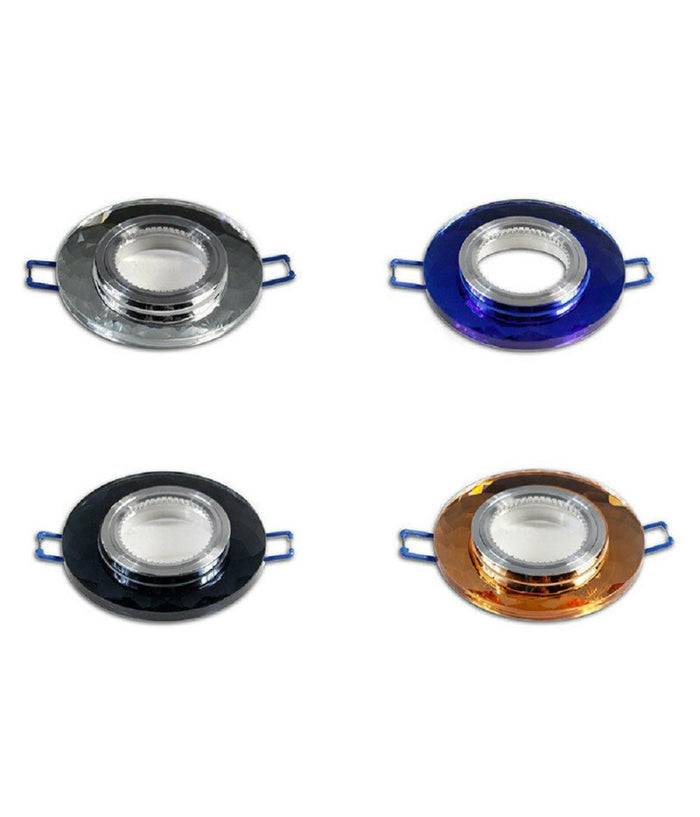 Portafaretto Da Incasso Tondo Vetro Effetto Specchio Supporto Controsoffitto P19         