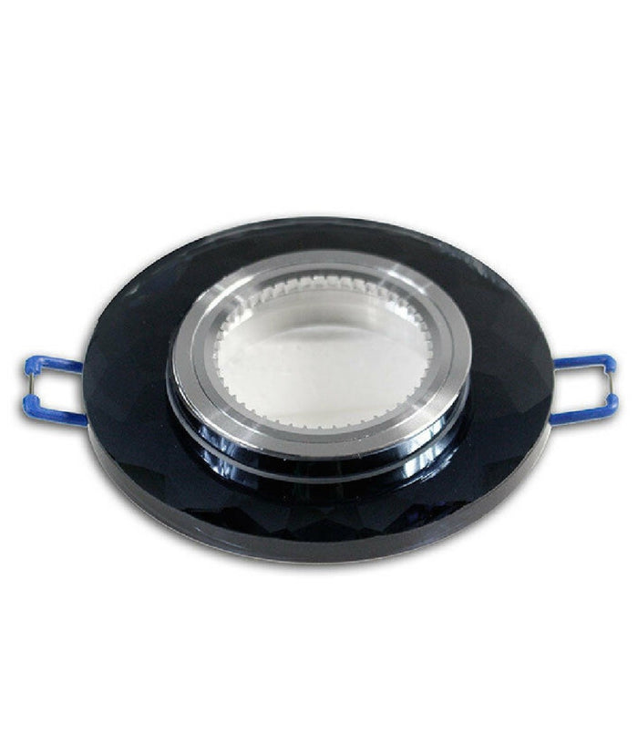 Portafaretto Da Incasso Tondo Vetro Effetto Specchio Supporto Controsoffitto P19         