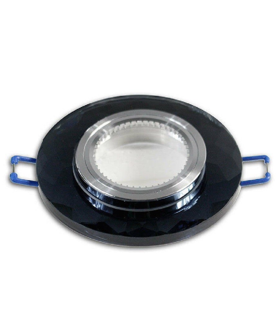 Portafaretto Da Incasso Tondo Vetro Effetto Specchio Supporto Controsoffitto P19         