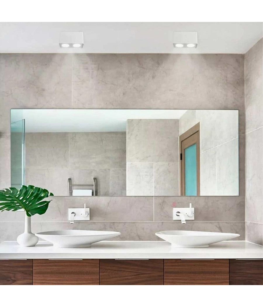 Portafaretto Doppio Orientabile Da Soffitto Bianco Per Faretto Gu10 Gu5.3 P34-b2         