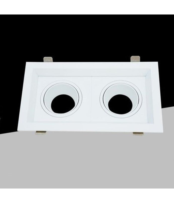 Portafaretto Doppio Orientabile Incasso Bianco Per Lampadine Gu10 Gu5.3 P33-b2         