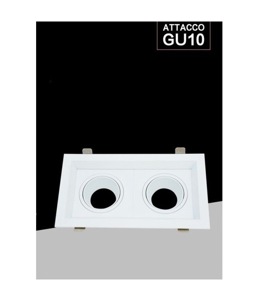 Portafaretto Doppio Orientabile Incasso Bianco Per Lampadine Gu10 Gu5.3 P33-b2         