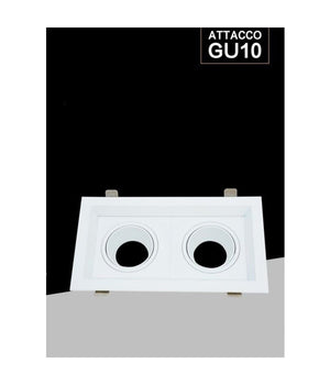 Portafaretto Doppio Orientabile Incasso Bianco Per Lampadine Gu10 Gu5.3 P33-b2         