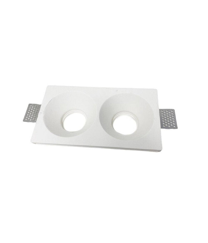 Portafaretto Gesso Doppio Rotondo Incasso A Scomparsa 2 Portalampada Gu10 Gs-24         