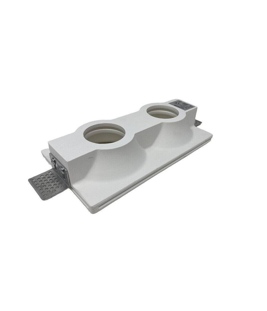 Portafaretto Gesso Doppio Rotondo Incasso A Scomparsa 2 Portalampada Gu10 Gs-24         