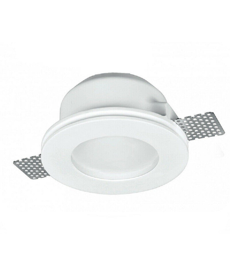 Portafaretto Gesso Incasso A Scomparsa Supporto Faretto Tondo Con Vetrino Gs-15         