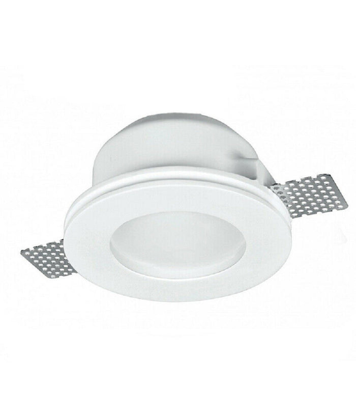 Portafaretto Gesso Incasso A Scomparsa Supporto Faretto Tondo Con Vetrino Gs-15         