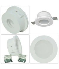 Portafaretto Gesso Incasso A Scomparsa Supporto Faretto Tondo Con Vetrino Gs-15         