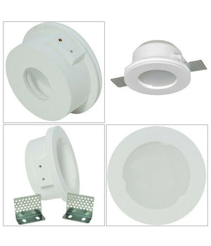 Portafaretto Gesso Incasso A Scomparsa Supporto Faretto Tondo Con Vetrino Gs-15         