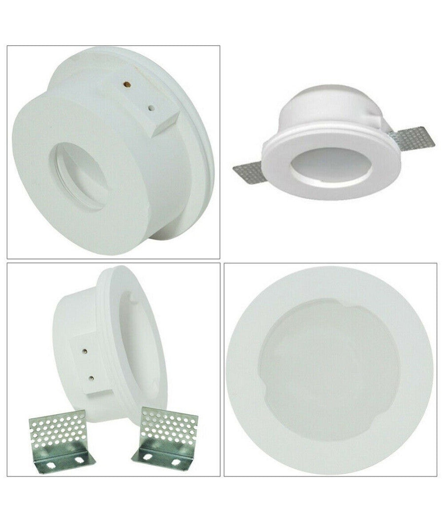 Portafaretto Gesso Incasso A Scomparsa Supporto Faretto Tondo Con Vetrino Gs-15         