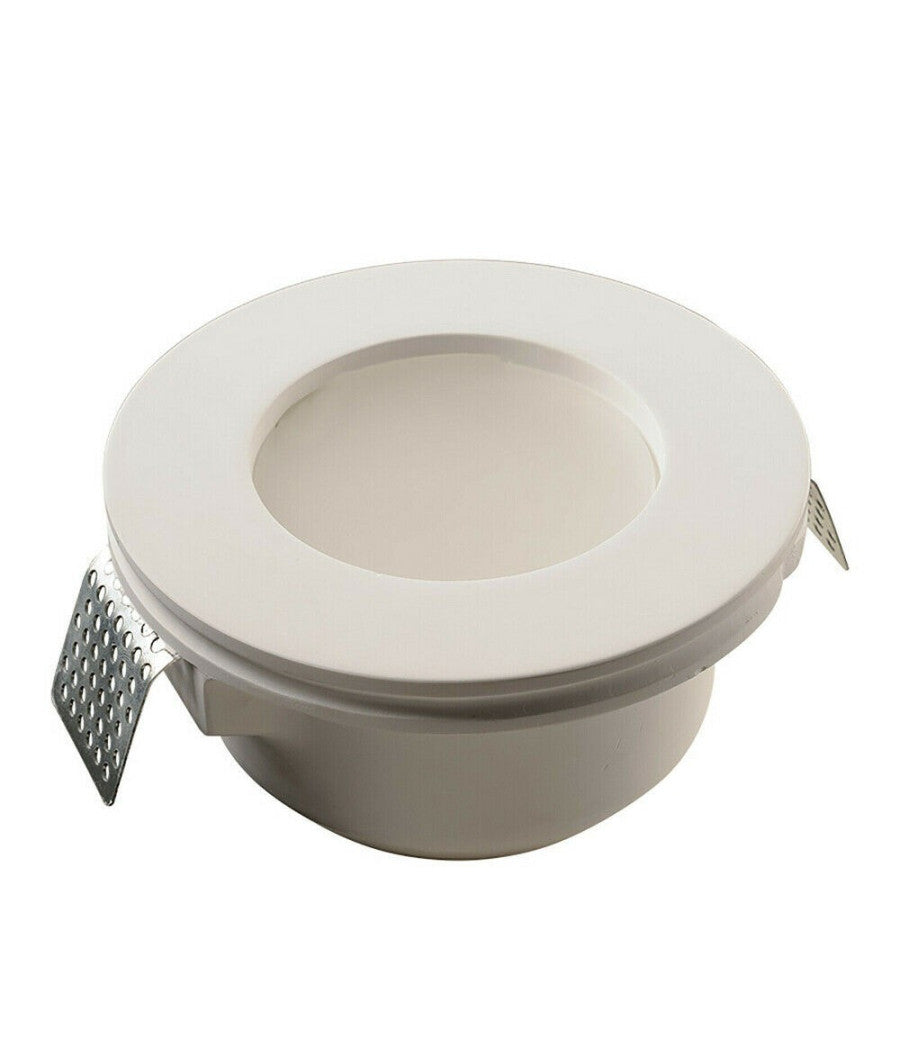 Portafaretto Gesso Incasso A Scomparsa Supporto Faretto Tondo Con Vetrino Gs-15         